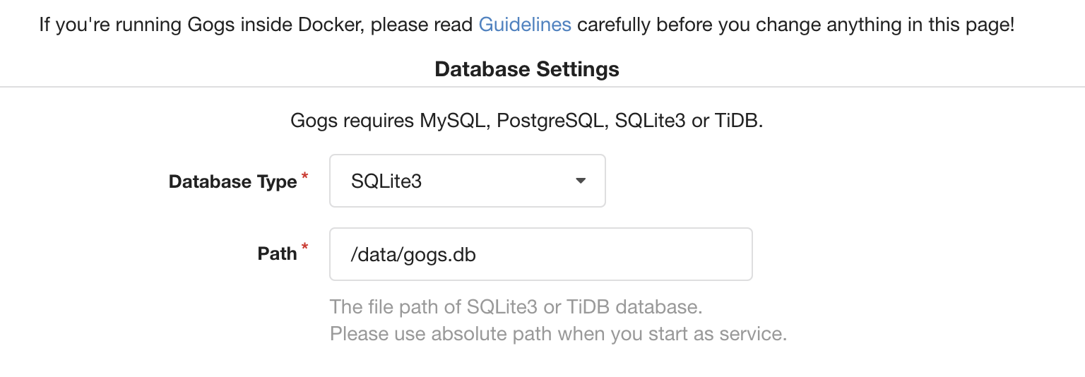 Database Settings