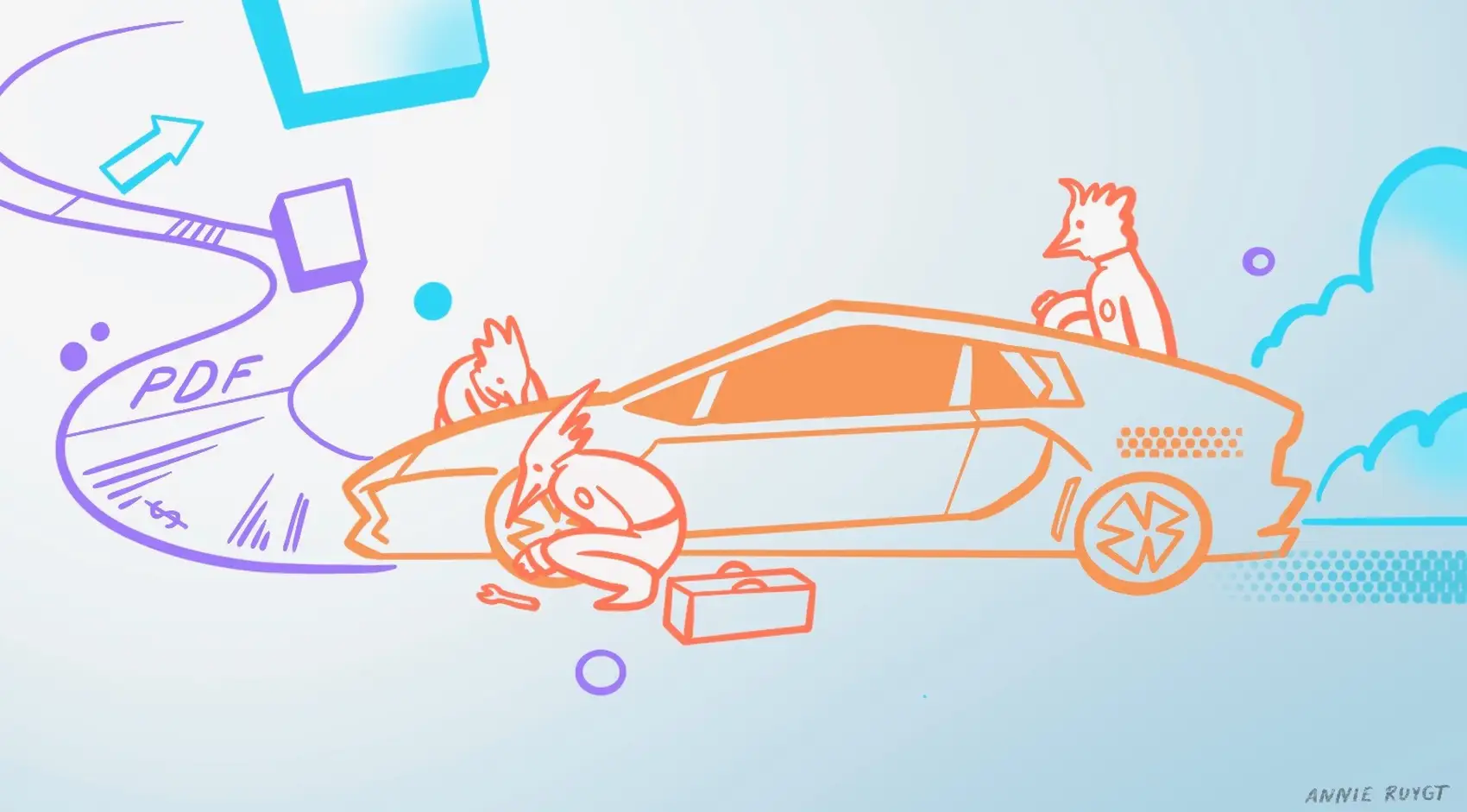 a pit stop team working on a lambo, which is generating pdfs in a way that totally makes sense