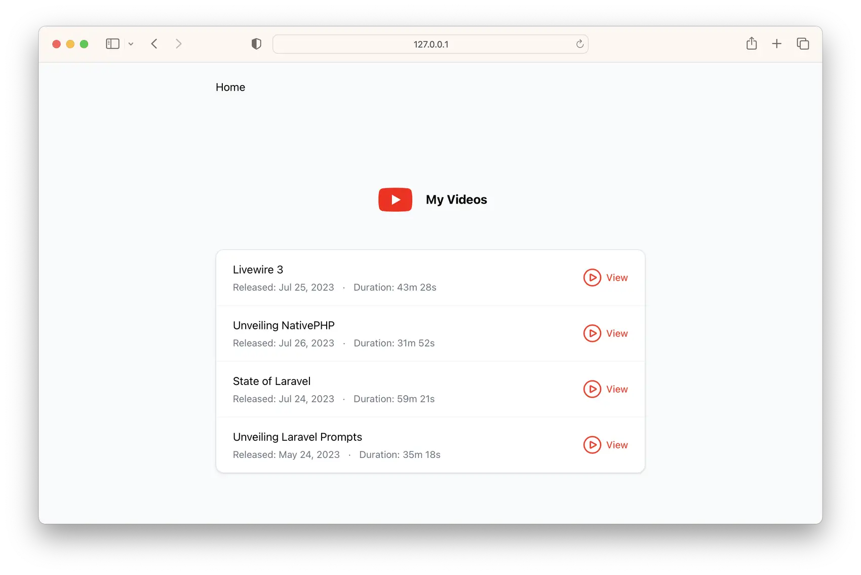 plain laravel app