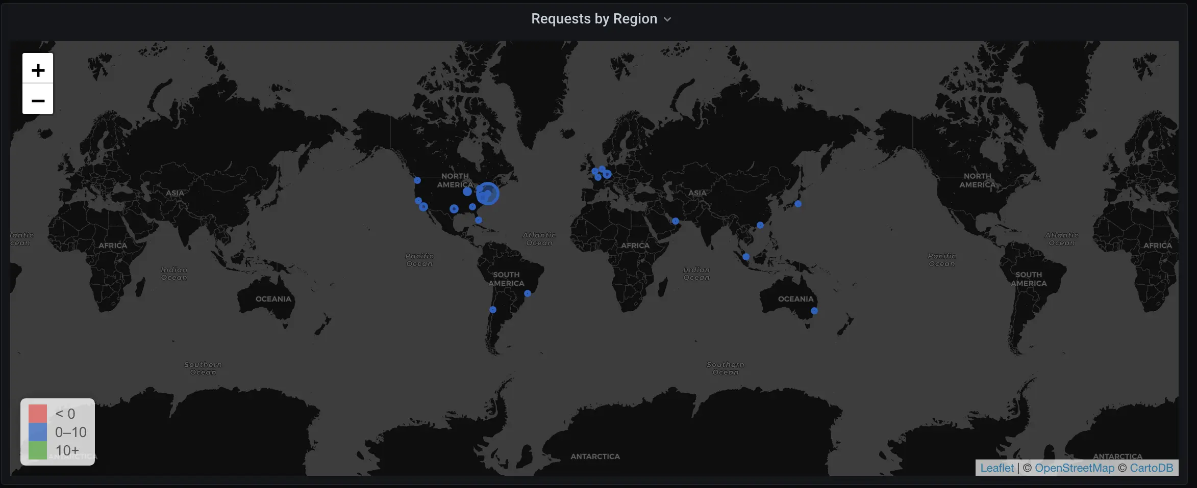 A graph of requests by region