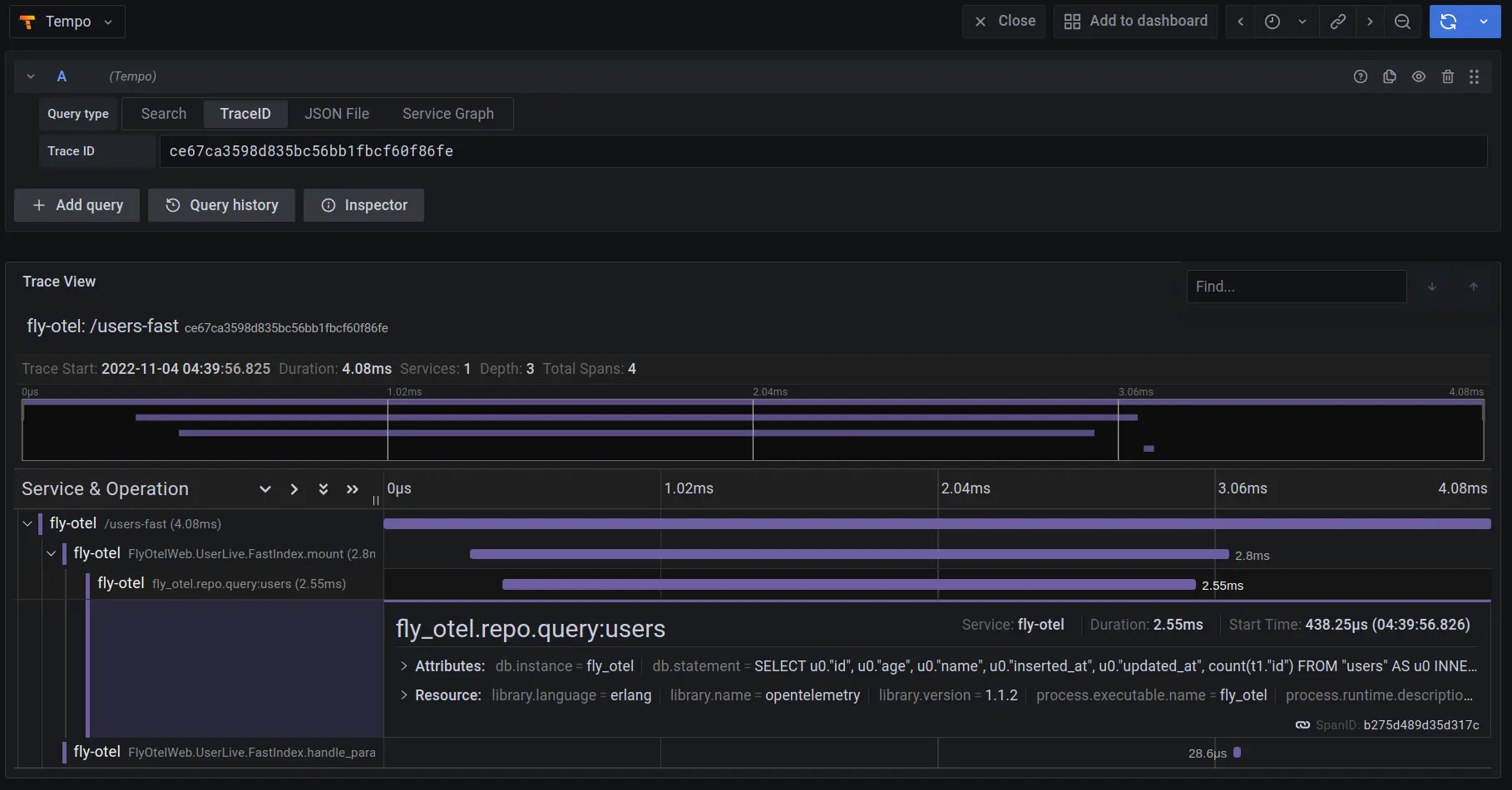 Trace metadata